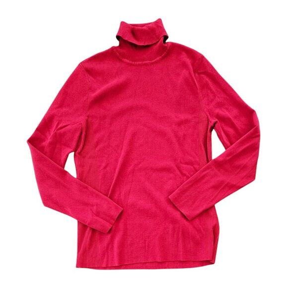Chicos Women’s Red Ribbed Long sleeve turtle neck Knit Sweater Size:1 Small - Picture 1 of 7